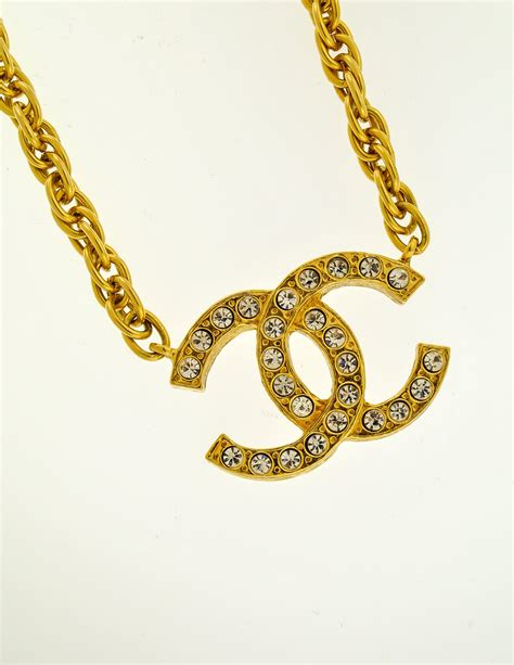 chanel cc rhinestone necklace|Chanel chain necklace.